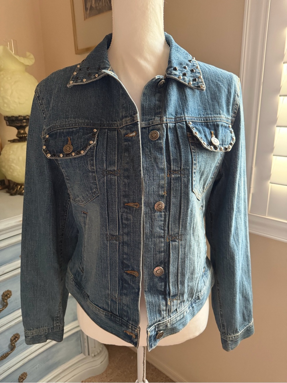 Custom Made Western Texas Longhorn Denim Jacket with Stud Details 100% cotton